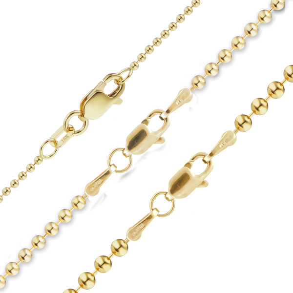 Finished Round Bead Necklace in 18K Yellow Gold (1.20 mm - 2.50 mm)