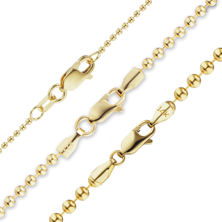 Finished Round Bead Necklace in 18K Yellow Gold (1.20 mm - 2.50 mm)