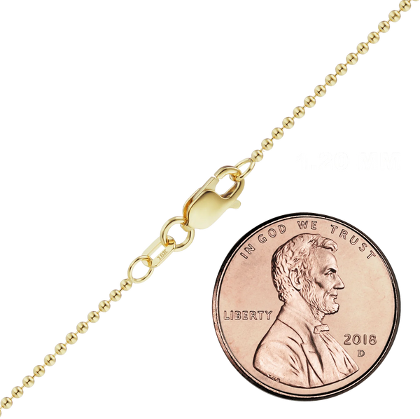 Finished Round Bead Necklace in 18K Yellow Gold (1.20 mm - 2.50 mm)