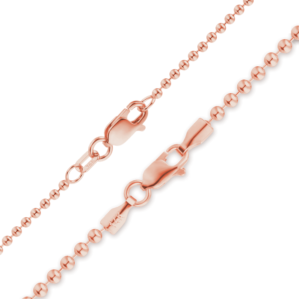 Finished Round Bead Necklace in 14K Pink Gold (1.50 mm - 2.00 mm)