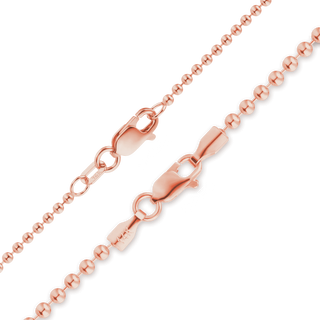 Finished Round Bead Necklace in 14K Pink Gold (1.50 mm - 2.00 mm)