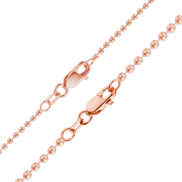Finished Round Bead Necklace in 14K Pink Gold (1.50 mm - 2.00 mm)