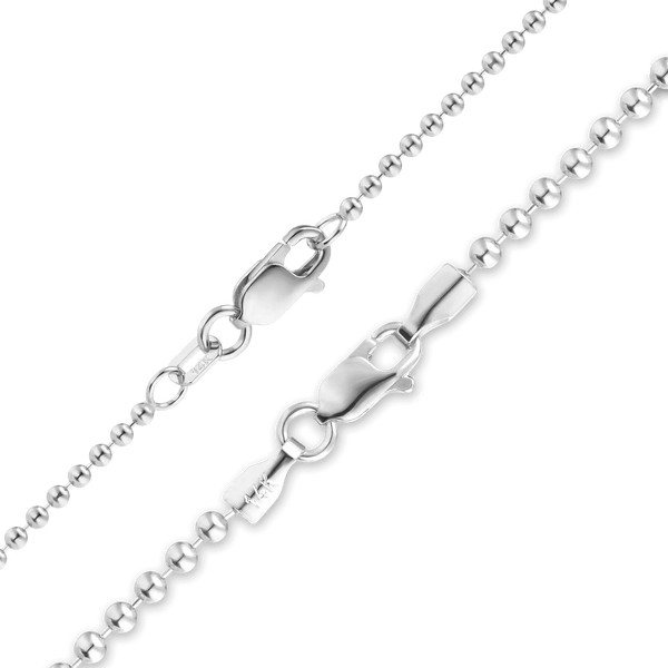 Finished Round Bead Anklet in 14K White Gold (1.50 mm - 2.00 mm)