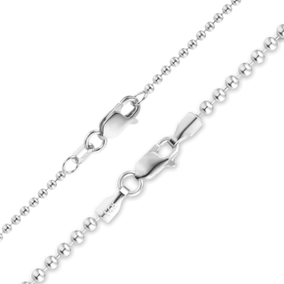 Finished Round Bead Necklace in 14K White Gold (1.50 mm - 2.00 mm)