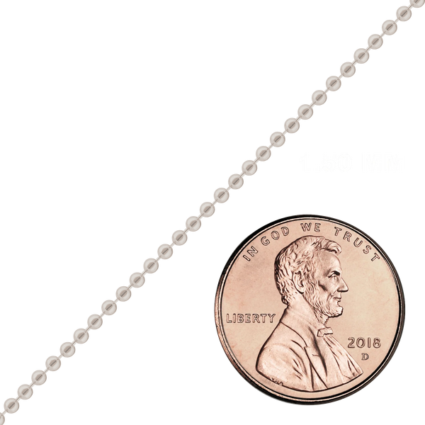 Bulk / Spooled Round Bead Chain in Platinum (1.20 mm - 1.50 mm)