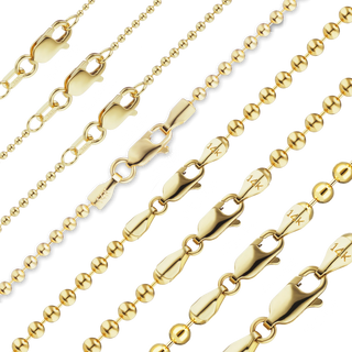 Finished Round Bead Anklet in 14K Yellow Gold (1.00 mm - 4.00 mm)