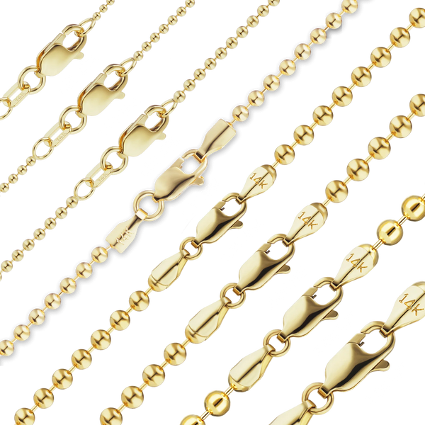 Finished Round Bead Necklace in 14K Yellow Gold (1.00 mm - 4.00 mm)