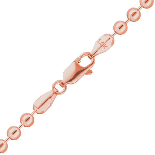 Finished Round Bead Anklet in 14K Pink Gold (1.50 mm - 2.00 mm)