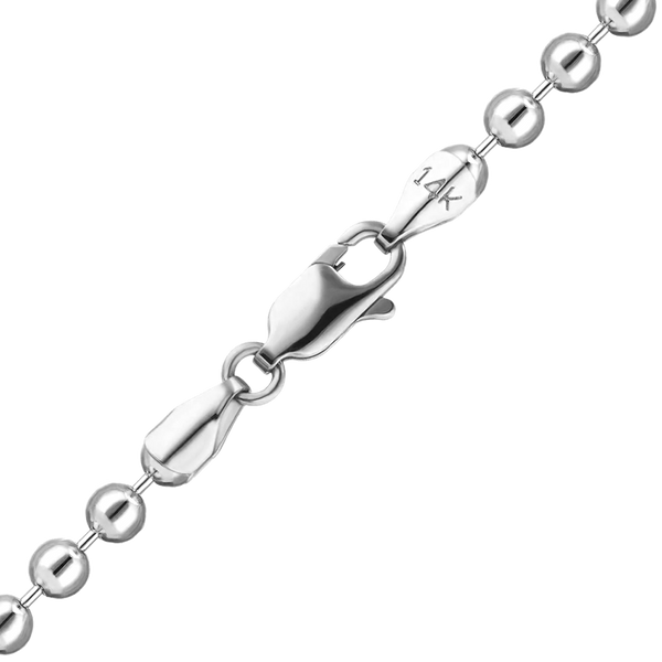 Finished Round Bead Necklace in 14K White Gold (1.50 mm - 2.00 mm)