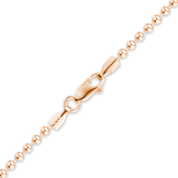 Finished Round Bead Anklet in 14K Pink Gold (1.50 mm - 2.00 mm)