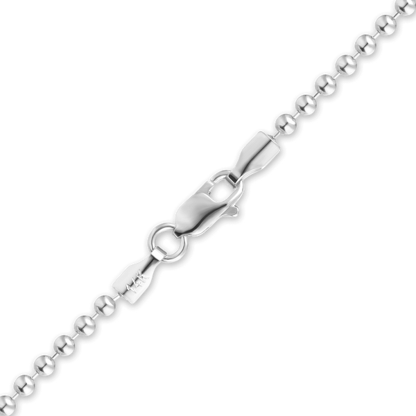 Finished Round Bead Necklace in 14K White Gold (1.50 mm - 2.00 mm)