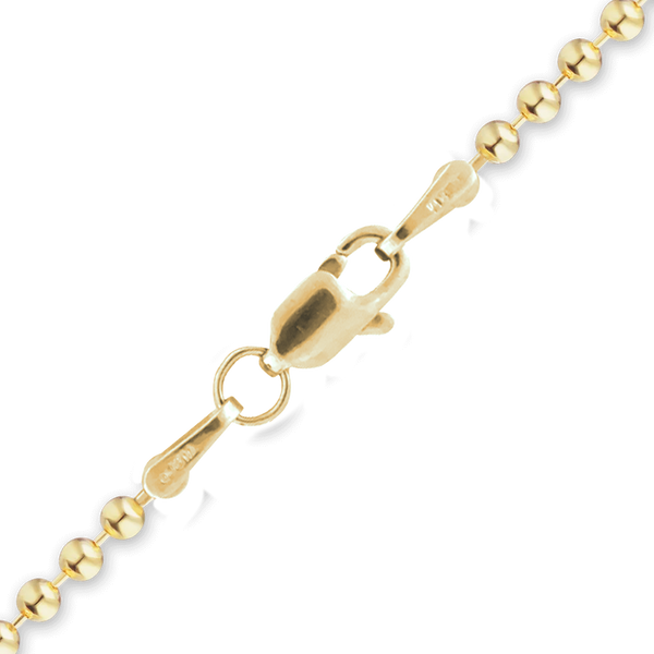 Finished Round Bead Necklace in 18K Yellow Gold (1.20 mm - 2.50 mm)