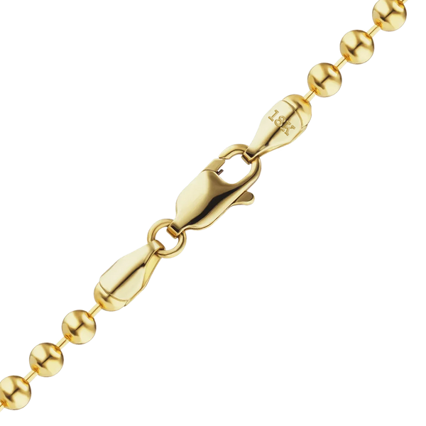 Finished Round Bead Necklace in 18K Yellow Gold (1.20 mm - 2.50 mm)