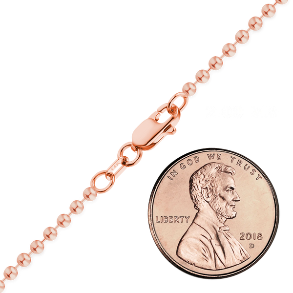 Finished Round Bead Bracelet in 14K Pink Gold (1.50 mm - 2.00 mm)
