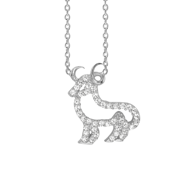 Aries Necklace with Cubic Zirconia in Sterling Silver (16 x 13 mm)