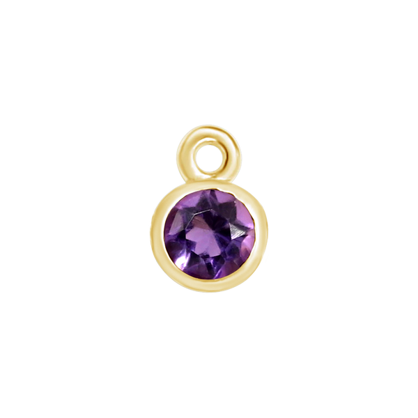 Diamond or Gemstone Bezel Drop Charm in 14K Yellow Gold