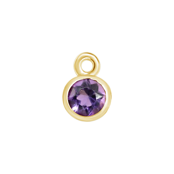 Diamond or Gemstone Bezel Drop Charm in 14K Yellow Gold