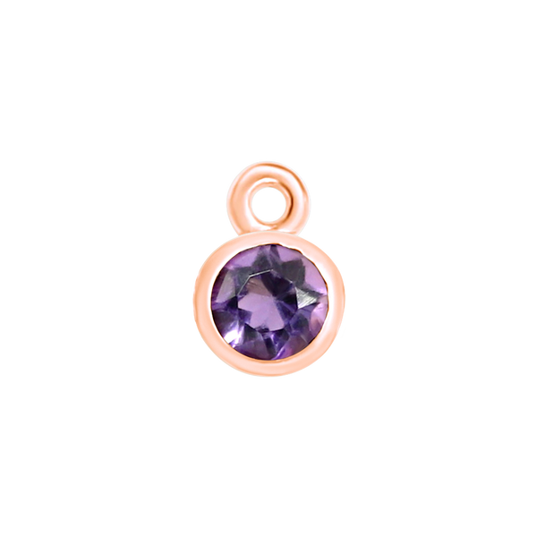 Diamond or Gemstone Bezel Drop Charm in 14K Pink Gold