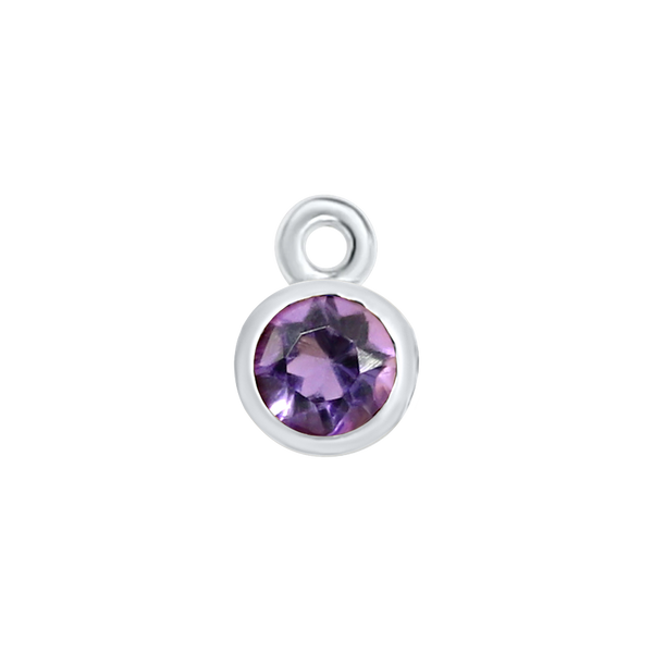 Diamond or Gemstone Bezel Drop Charm in 14K White Gold