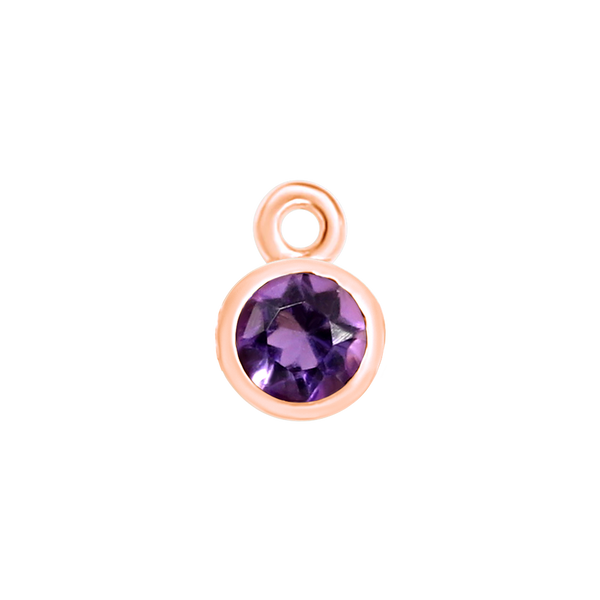 Diamond or Gemstone Bezel Drop Charm in 14K Pink Gold