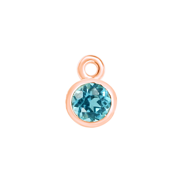 Diamond or Gemstone Bezel Drop Charm in 14K Pink Gold