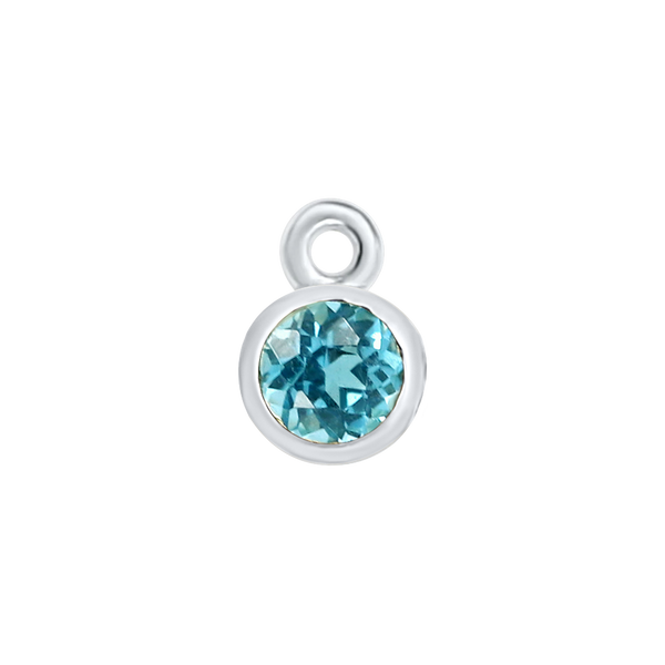 Diamond or Gemstone Bezel Drop Charm in 14K White Gold