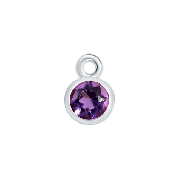 Diamond or Gemstone Bezel Drop Charm in 14K White Gold