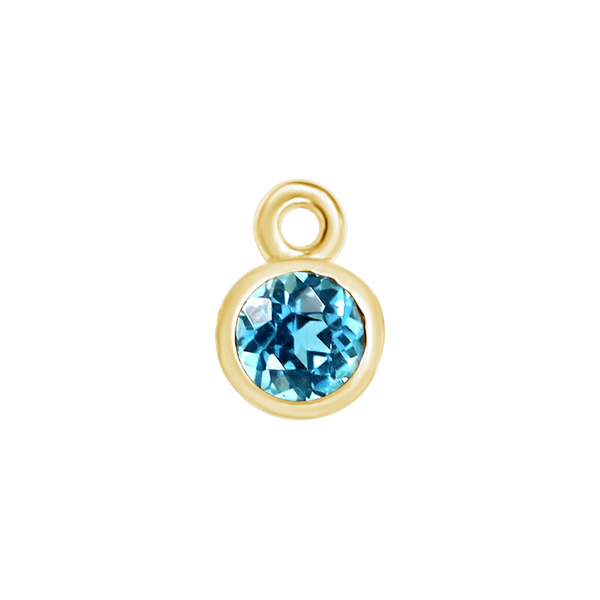 Diamond or Gemstone Bezel Drop Charm in 14K Yellow Gold