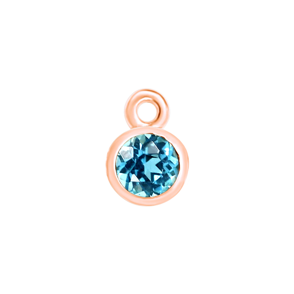 Diamond or Gemstone Bezel Drop Charm in 14K Pink Gold