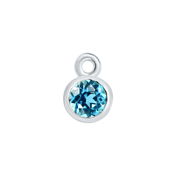 Diamond or Gemstone Bezel Drop Charm in 14K White Gold