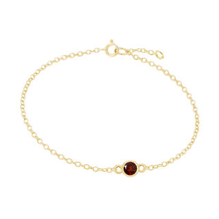 Diamond or Gemstone Round Bezel Charm in 14K Yellow Round Cable Bracelet