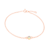 Diamond or Gemstone Round Bezel Charm in 14K Pink Round Cable Bracelet