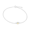 Diamond or Gemstone Round Bezel Charm in 14K White Diamond Cut Cable Bracelet
