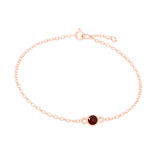 Diamond or Gemstone Round Bezel Charm in 14K Pink Round Cable Bracelet