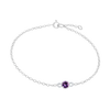 Diamond or Gemstone Round Bezel Charm in 14K White Diamond Cut Cable Bracelet