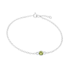 Diamond or Gemstone Round Bezel Charm in 14K White Diamond Cut Cable Bracelet