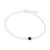 Diamond or Gemstone Round Bezel Charm in 14K White Round Cable Bracelet
