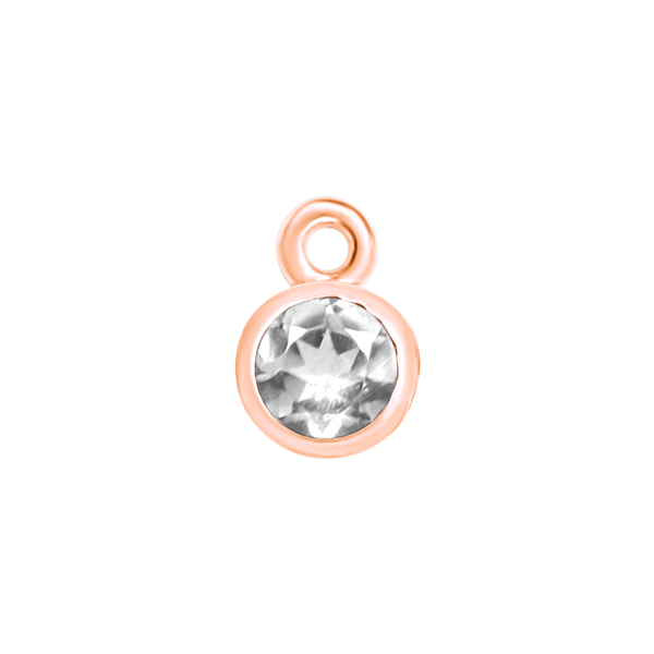 Diamond or Gemstone Bezel Drop Charm in 14K Pink Gold
