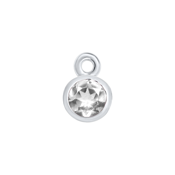 Diamond or Gemstone Bezel Drop Charm in 14K White Gold