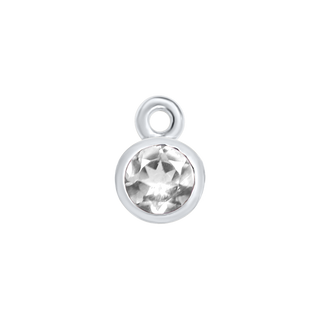 Diamond or Gemstone Bezel Drop Charm in 14K White Gold