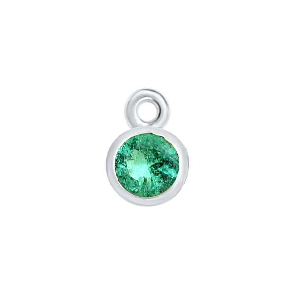 Diamond or Gemstone Bezel Drop Charm in 14K White Gold