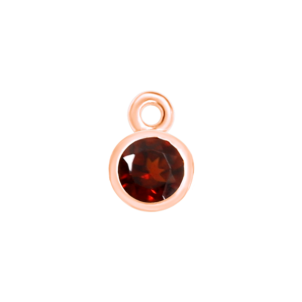 Diamond or Gemstone Bezel Drop Charm in 14K Pink Gold