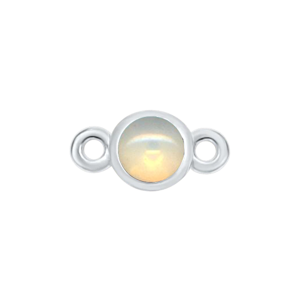 Diamond or Gemstone Bezel Bracelet/Necklace Charm in 14K White Gold