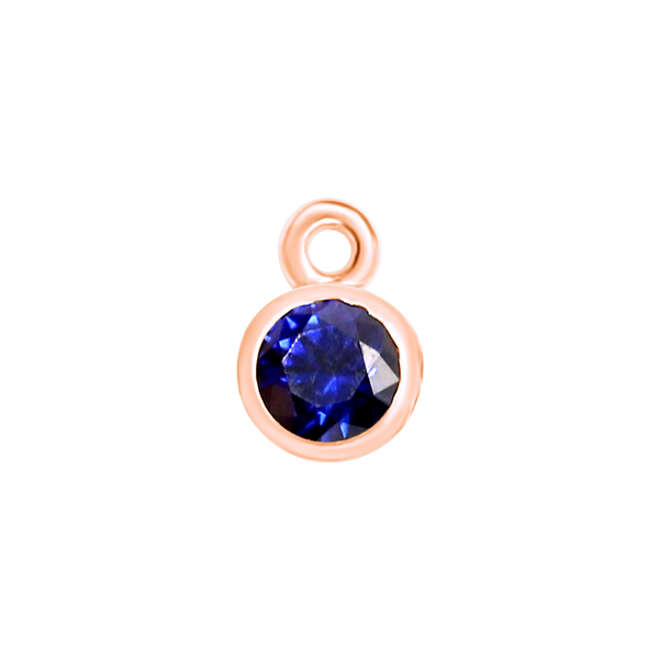 Diamond or Gemstone Bezel Drop Charm in 14K Pink Gold