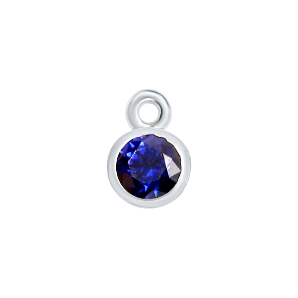 Diamond or Gemstone Bezel Drop Charm in 14K White Gold