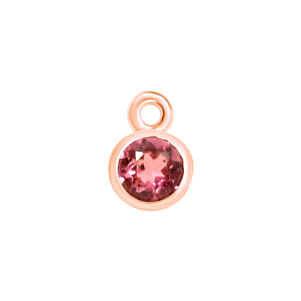 Diamond or Gemstone Bezel Drop Charm in 14K Pink Gold