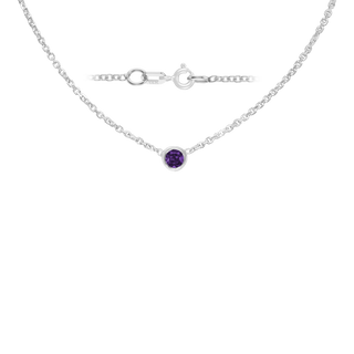 Diamond or Gemstone Round Bezel Charm in 14K White Round Cable Necklace (16-18" Extension)