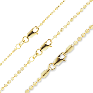 Finished Diamond Cut Round Bead Necklace in 18K Yellow Gold (1.20 mm - 1.90 mm)