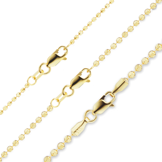 Finished Diamond Cut Round Bead Anklet in 14K Yellow Gold (1.20 mm - 1.90 mm)