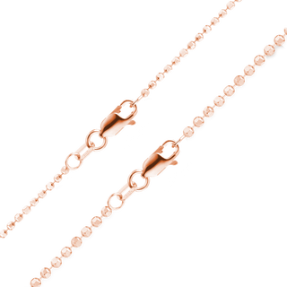 Finished Diamond Cut Round Bead Necklace in 14K Pink Gold (1.20 mm - 1.50 mm)